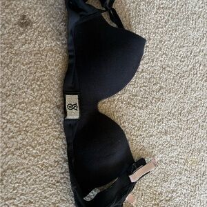 Victoria's Secret Black Push-Up Bra with Crystal Logo Plate